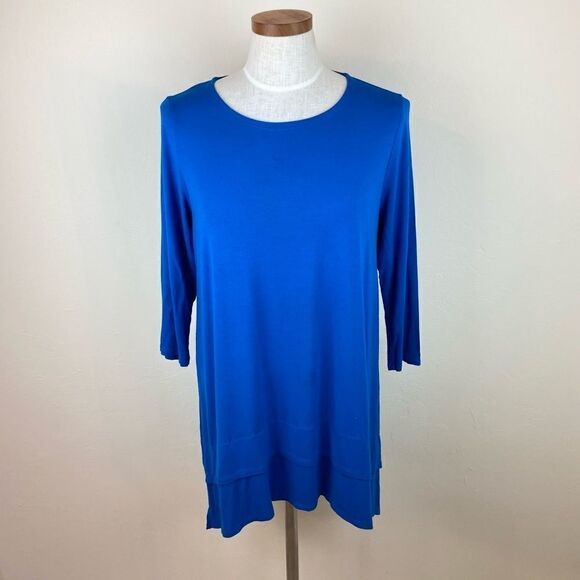 Eileen Fisher 3/4 Sleeve Royal Blue Tunic - Picture 1 of 7